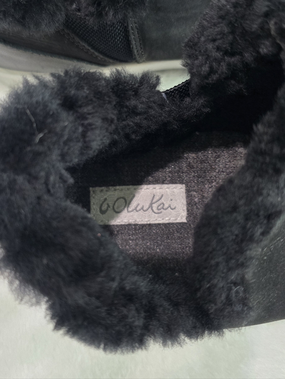 Women's Olukai Shoes Malua Hulu Boots Black Nubuck Ankle Bootie Faux Fur Size 9 - Picture 5 of 8